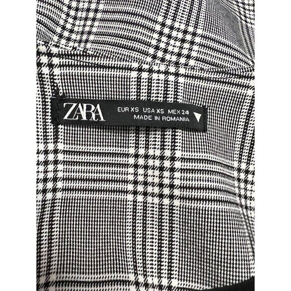 Zara Plaid Blazer Mini Dress Women's Size XS Jeweled Buttons L/S Faux Wrap Style - Picture 14 of 16